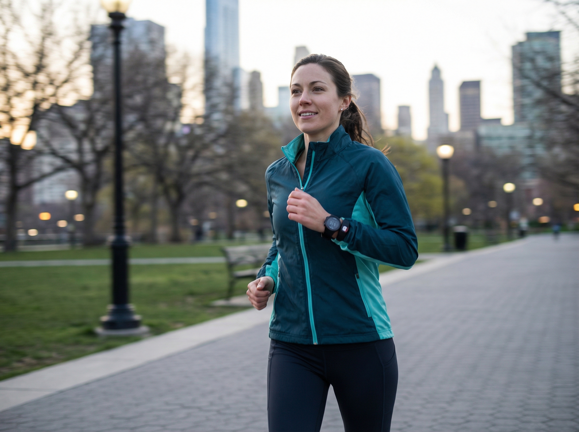 Runner in Zone 2 training with heart rate monitor