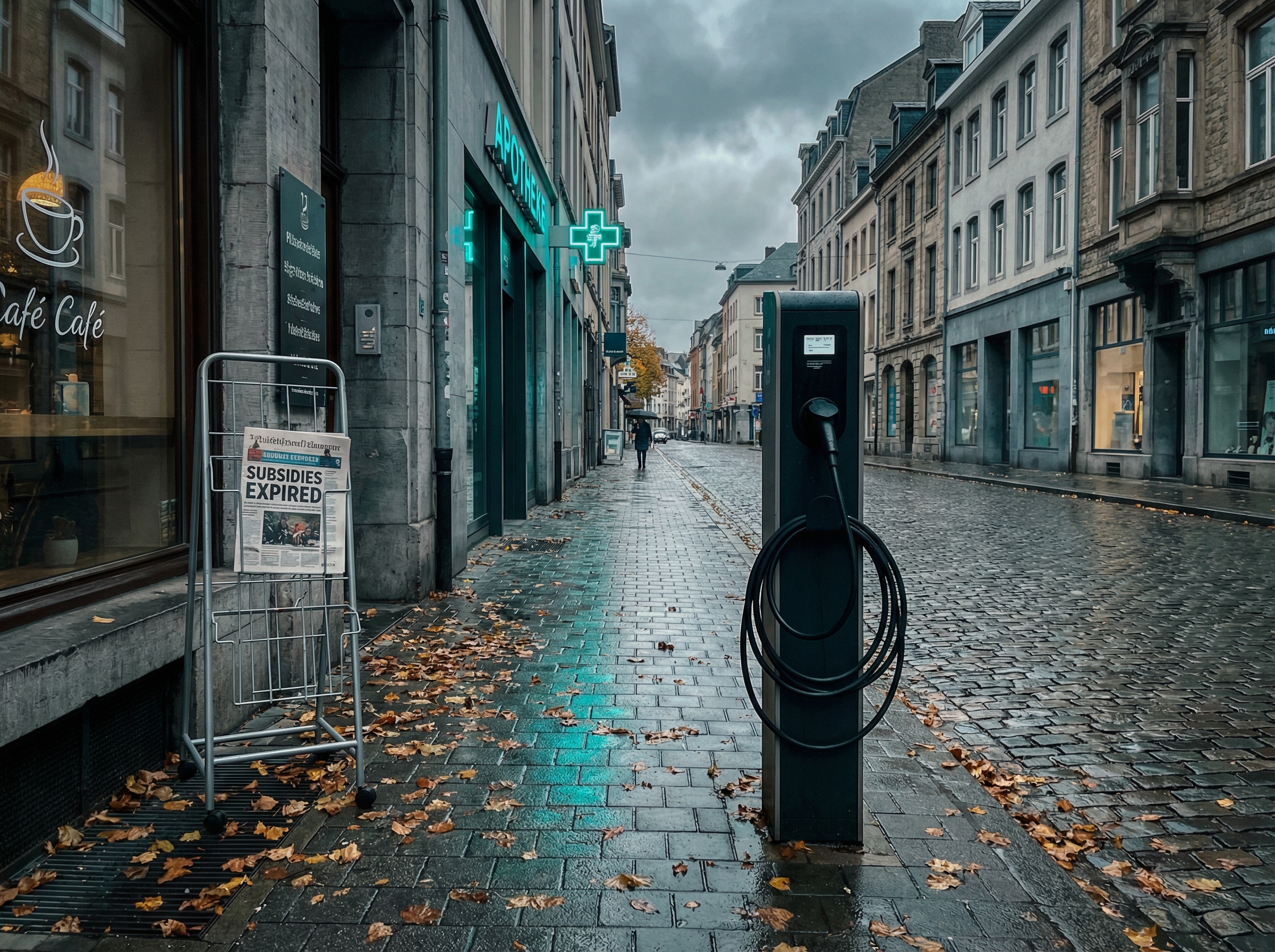 Golden Gate Bridge at sunset with electric vehicles crossing, teal light streaks from taillights