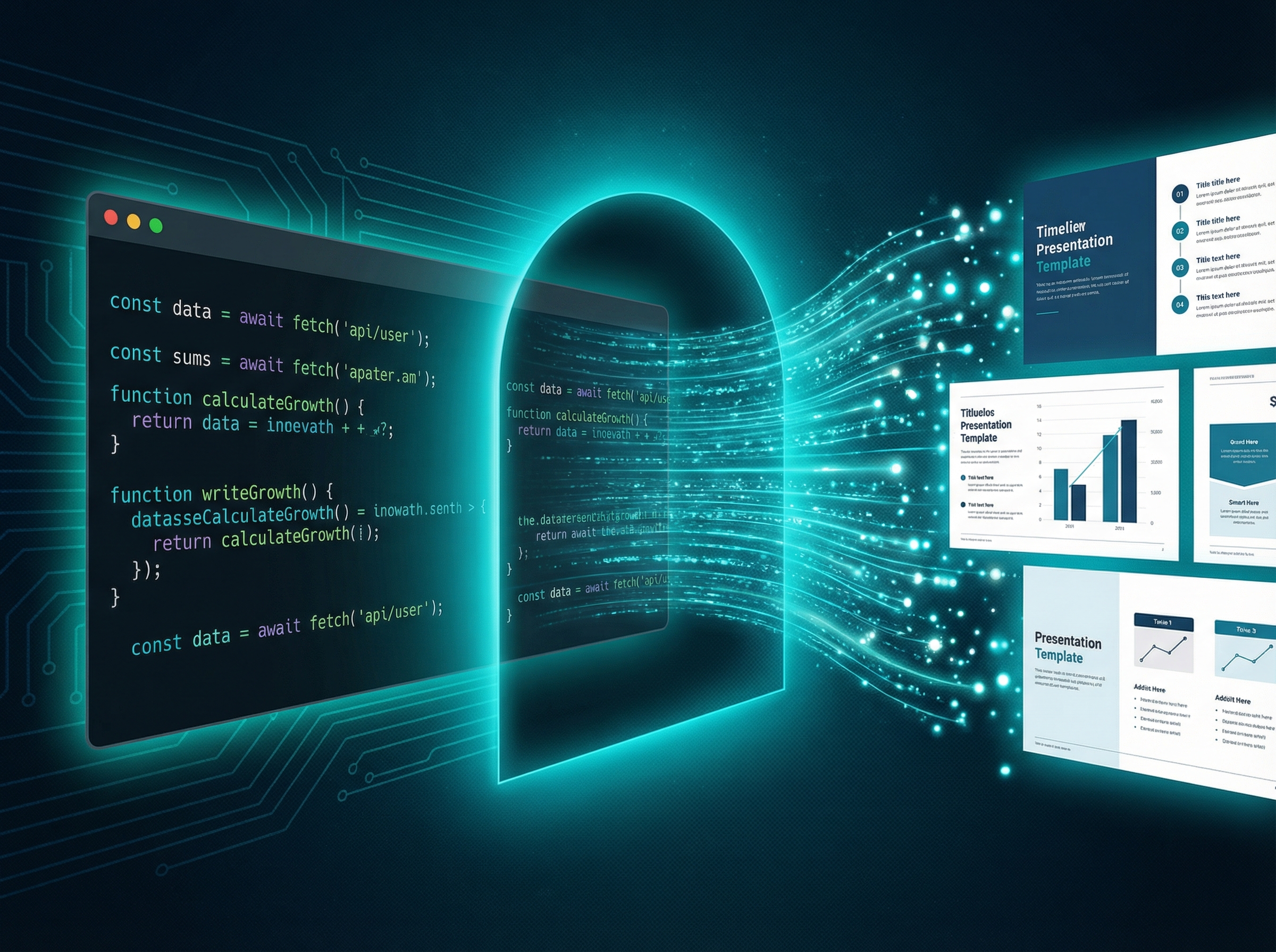 Chat message bubbles transforming into polished visual design elements