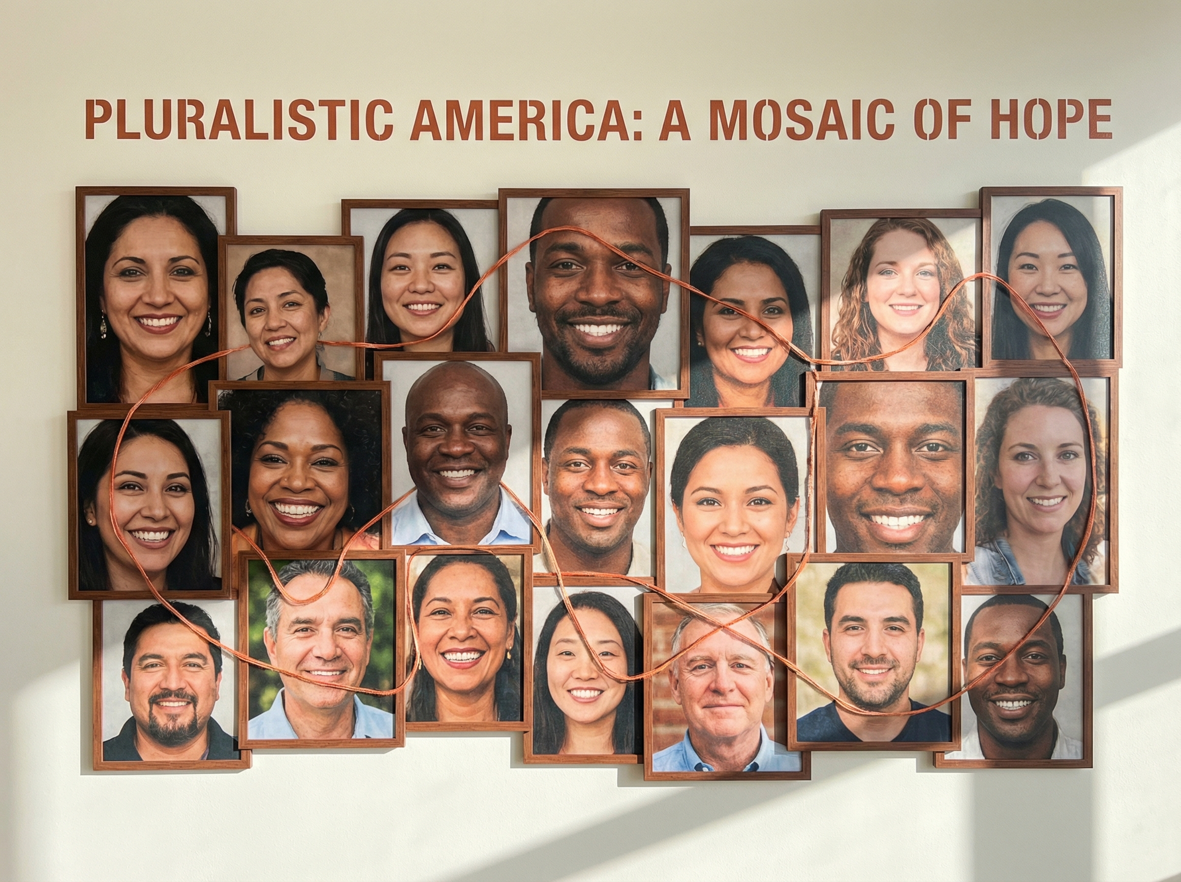 Diverse mosaic of faces representing majority-minority America
