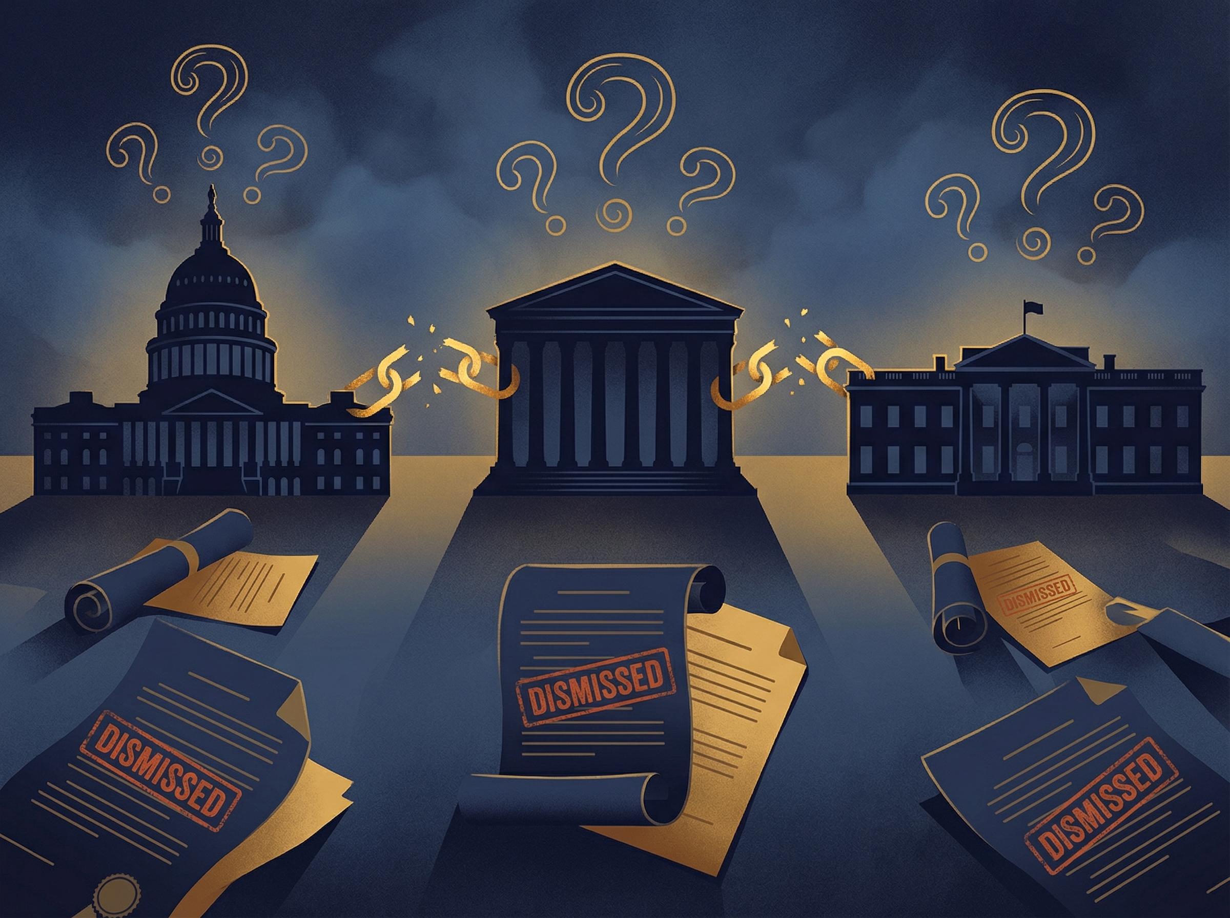 Broken chain links between three branches of government