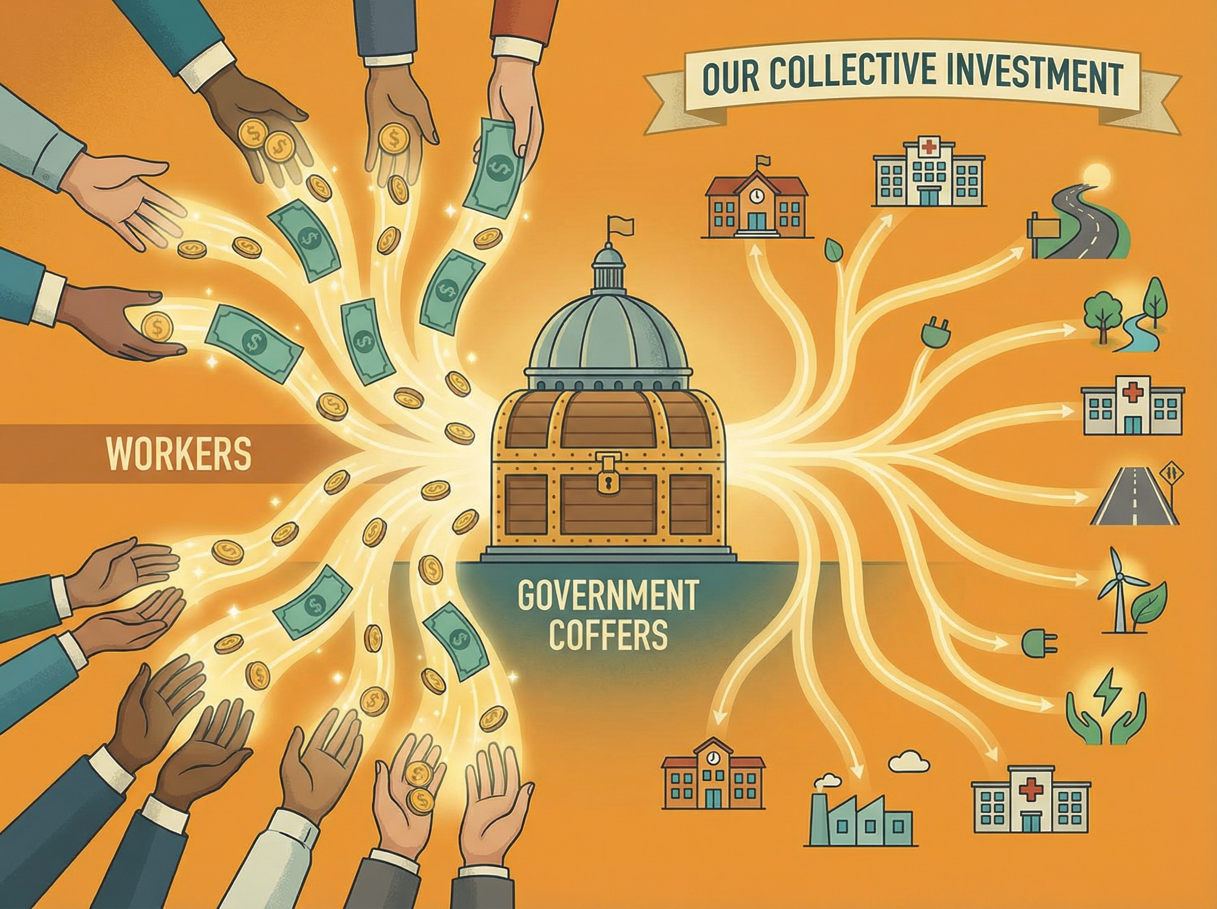 Tax contribution streams flowing to federal programs