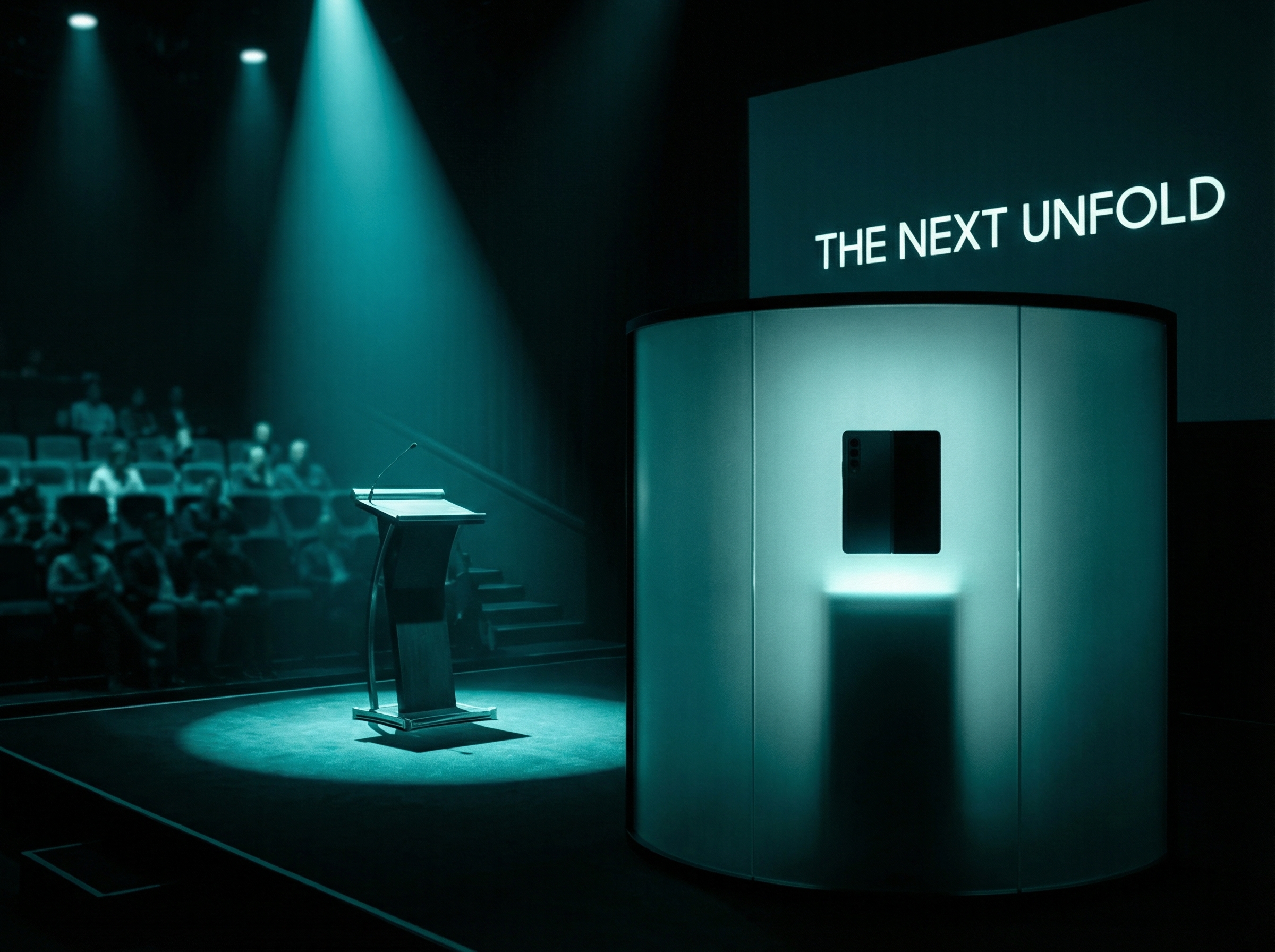 A smartphone emanating flowing teal sound ribbons, representing Kokoro-82M's tiny model running on mobile