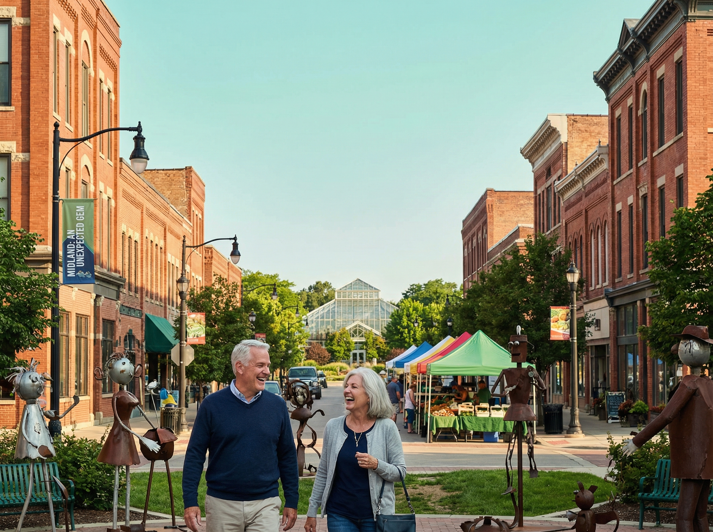 Charming Midland Michigan downtown with Dow Gardens