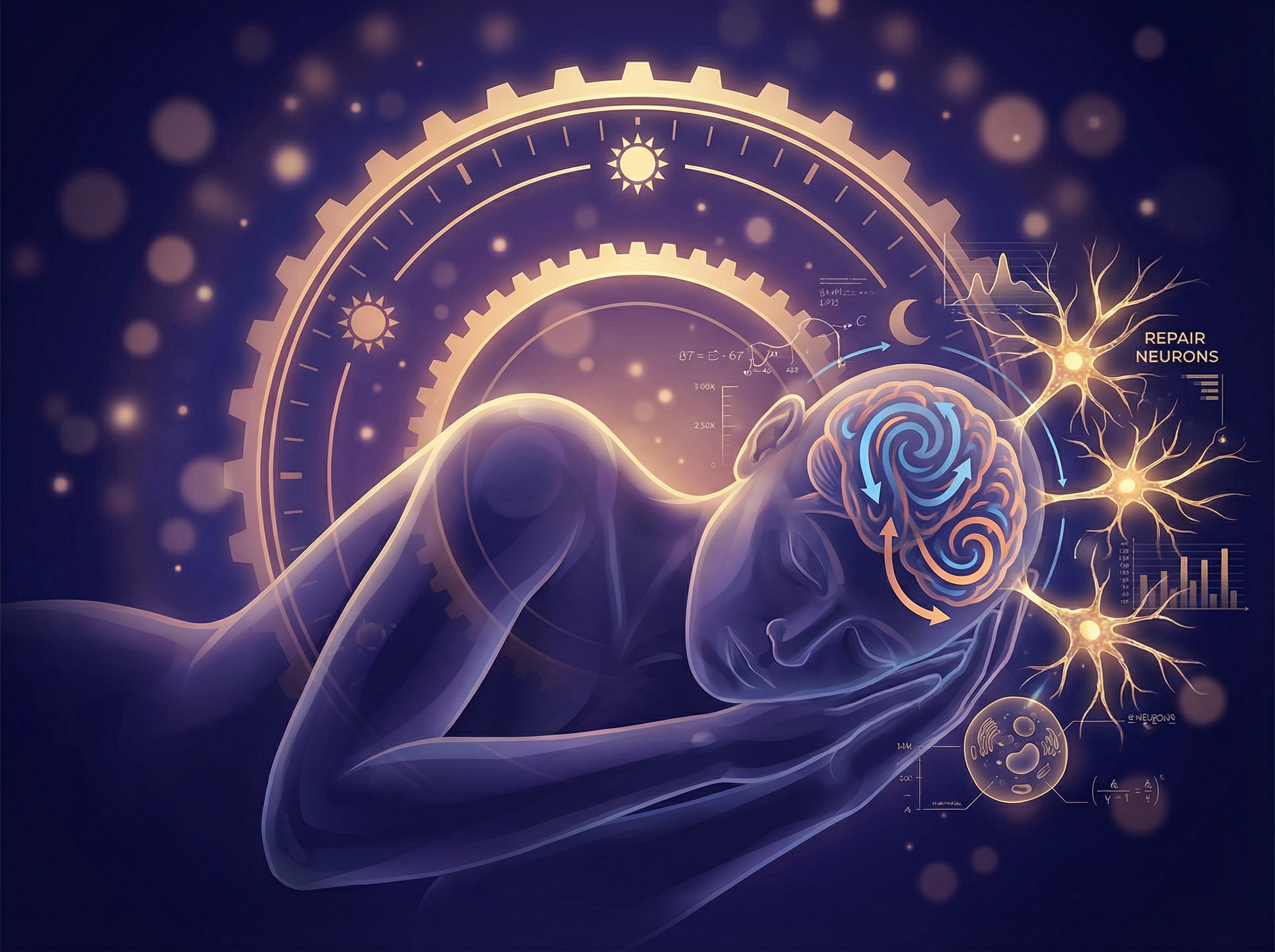 Circadian rhythm visualization with sleeping figure