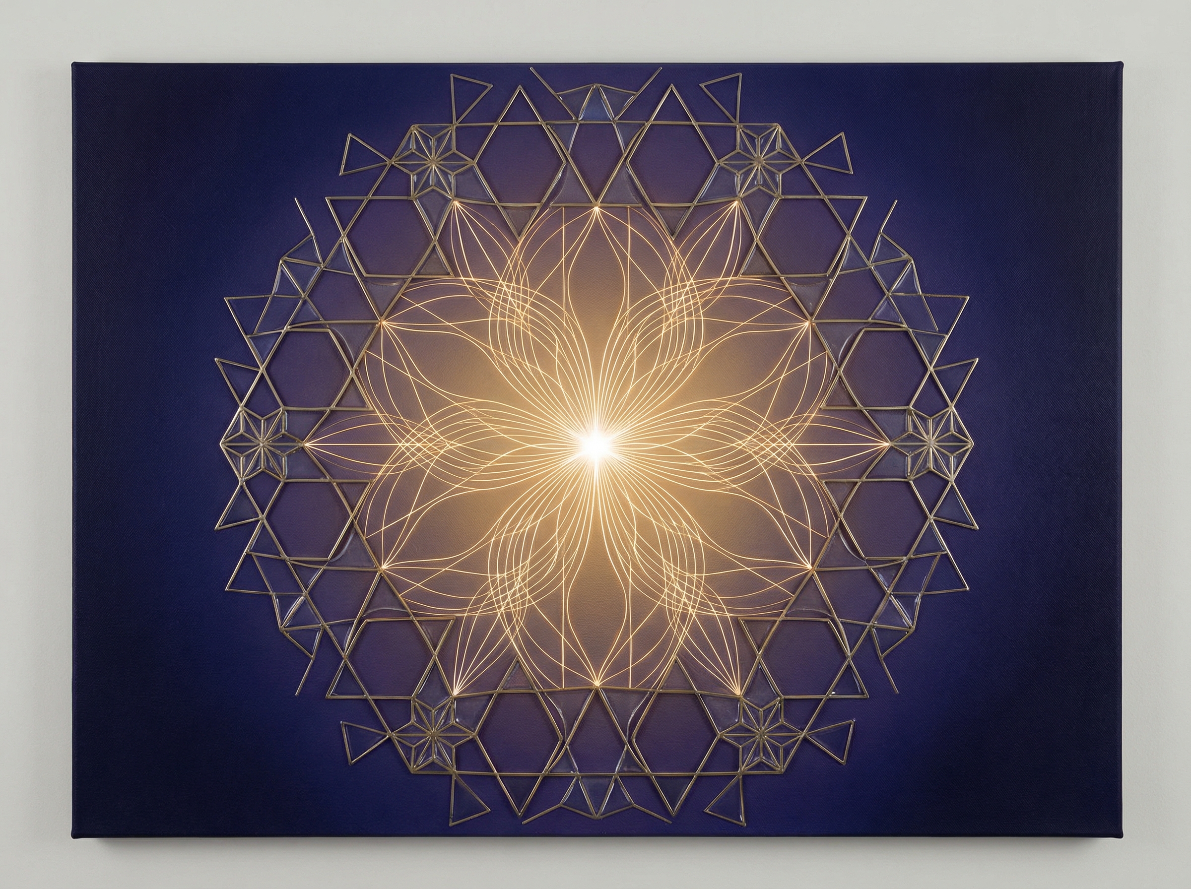 Abstract visualization of divine unity - a point of light expanding into infinite geometric tessellation