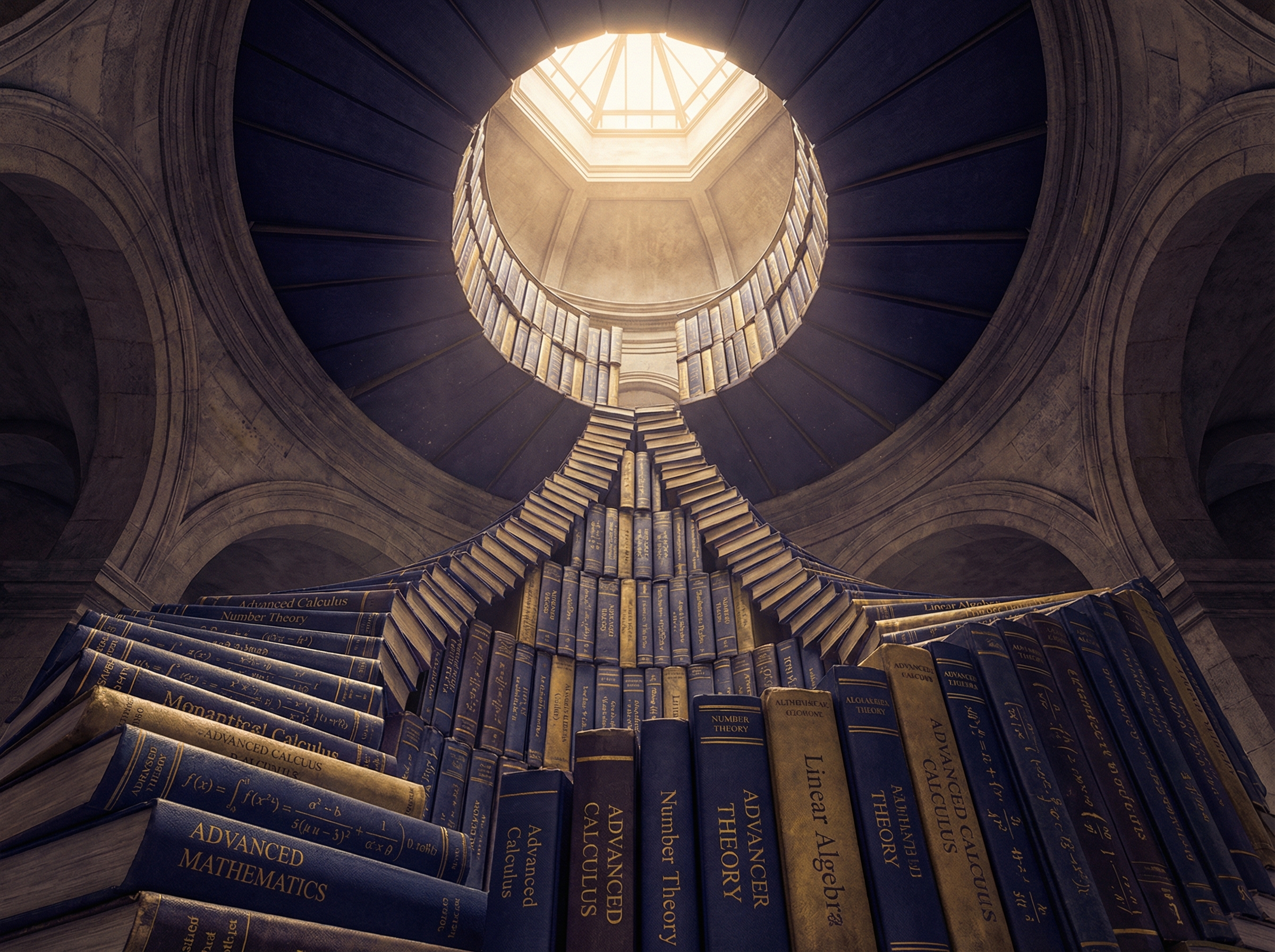 Neoclassical federal building facade with magnifying glass hovering over a university campus visible through columns