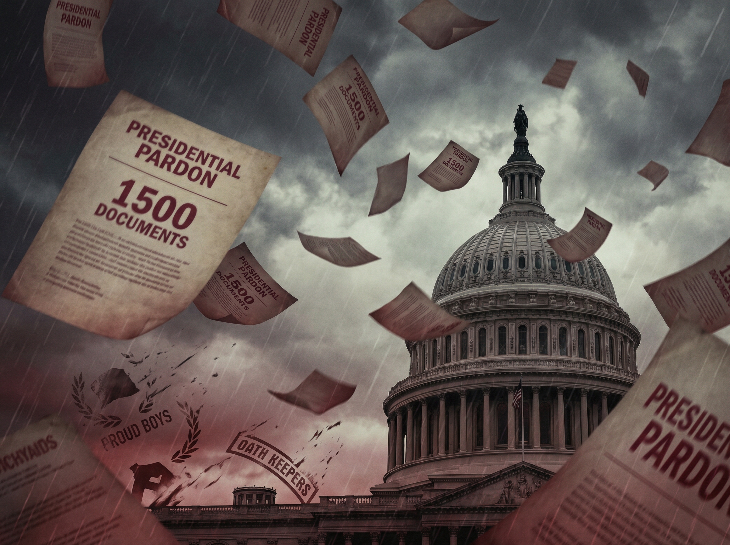 Presidential pardon documents raining on the Capitol
