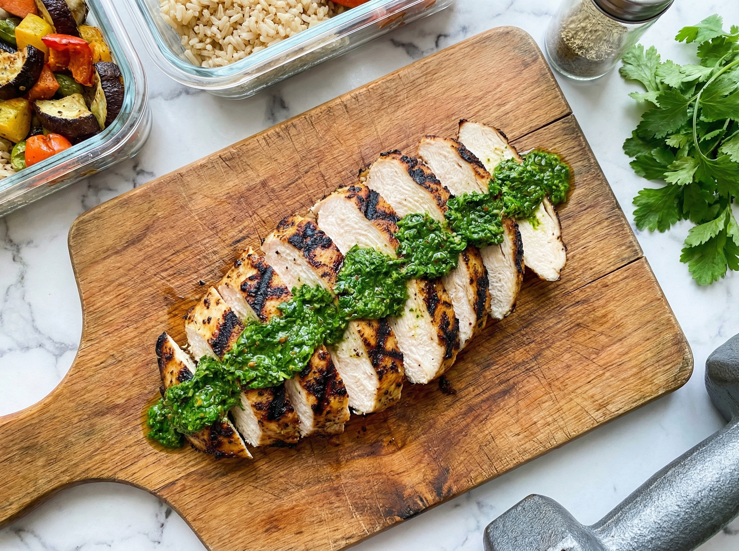 Grilled chicken breast with chimichurri