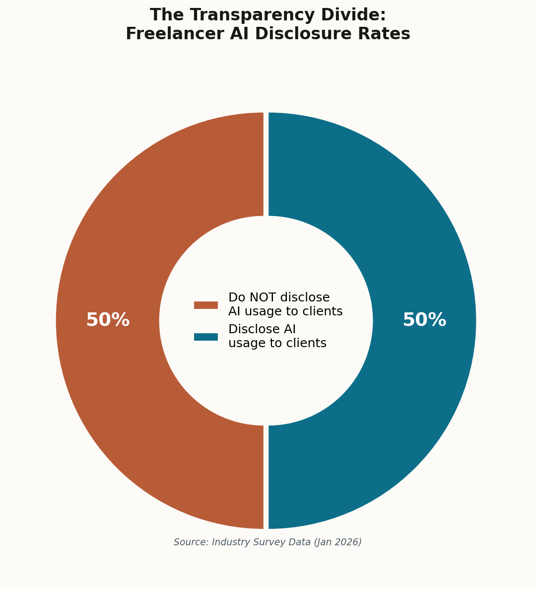 Donut chart showing freelancer AI disclosure rates