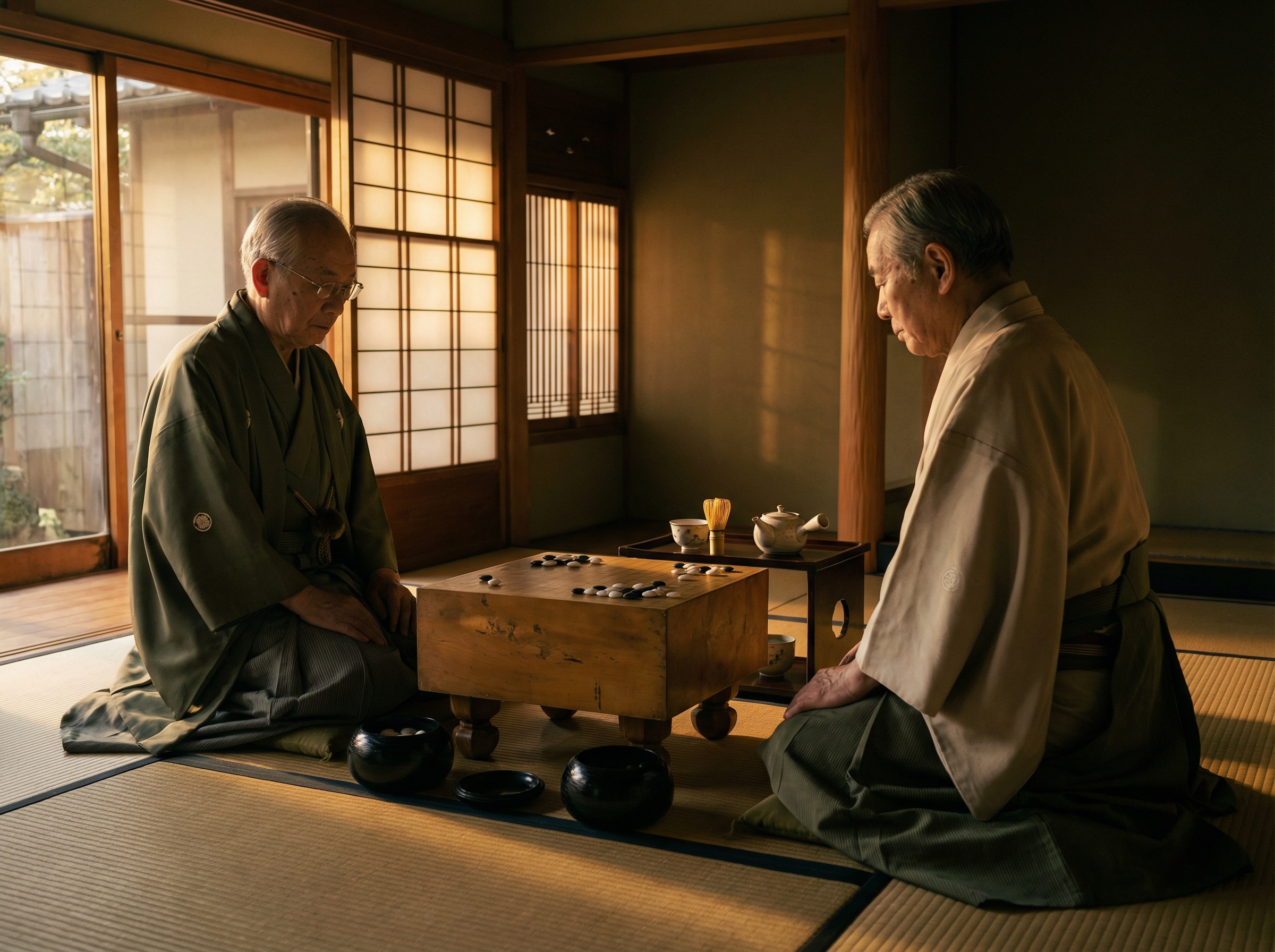 Traditional Go match ceremony setting