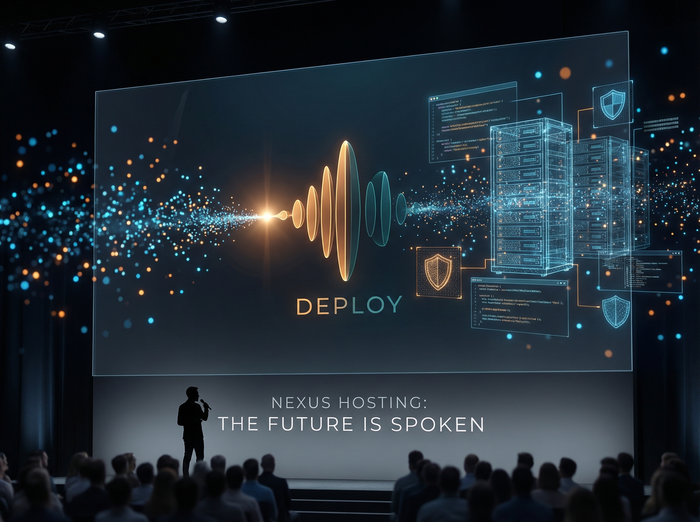 Four NVIDIA DGX Spark boxes connected by glowing fiber optic cables in a diamond formation