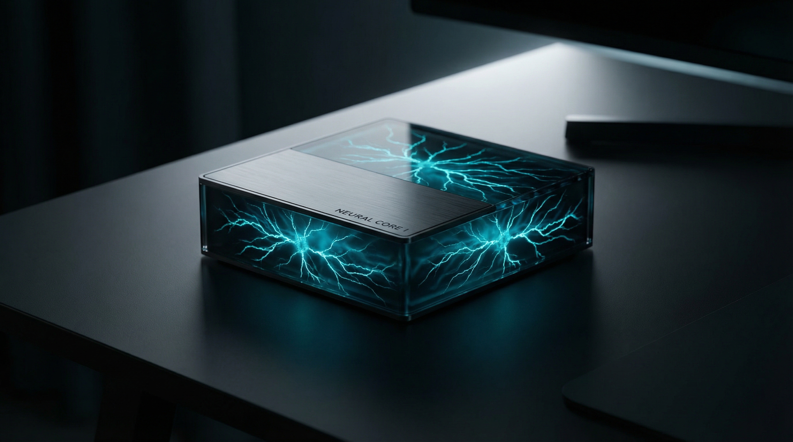 NVIDIA DGX Spark - compact AI supercomputer with glowing neural network patterns