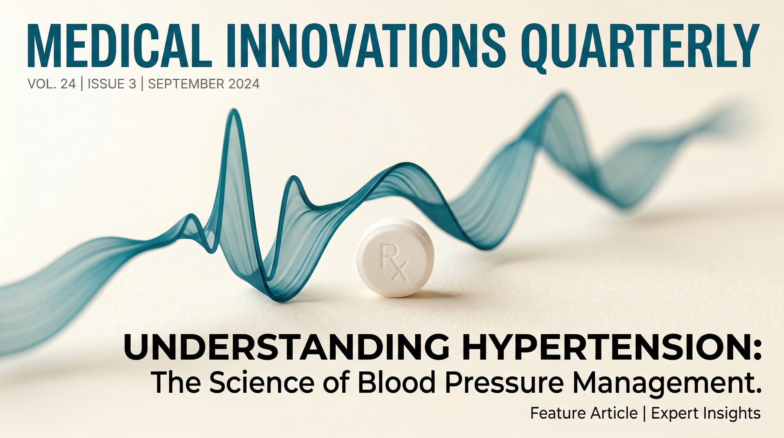 Lisinopril tablet with stylized blood pressure wave visualization in teal