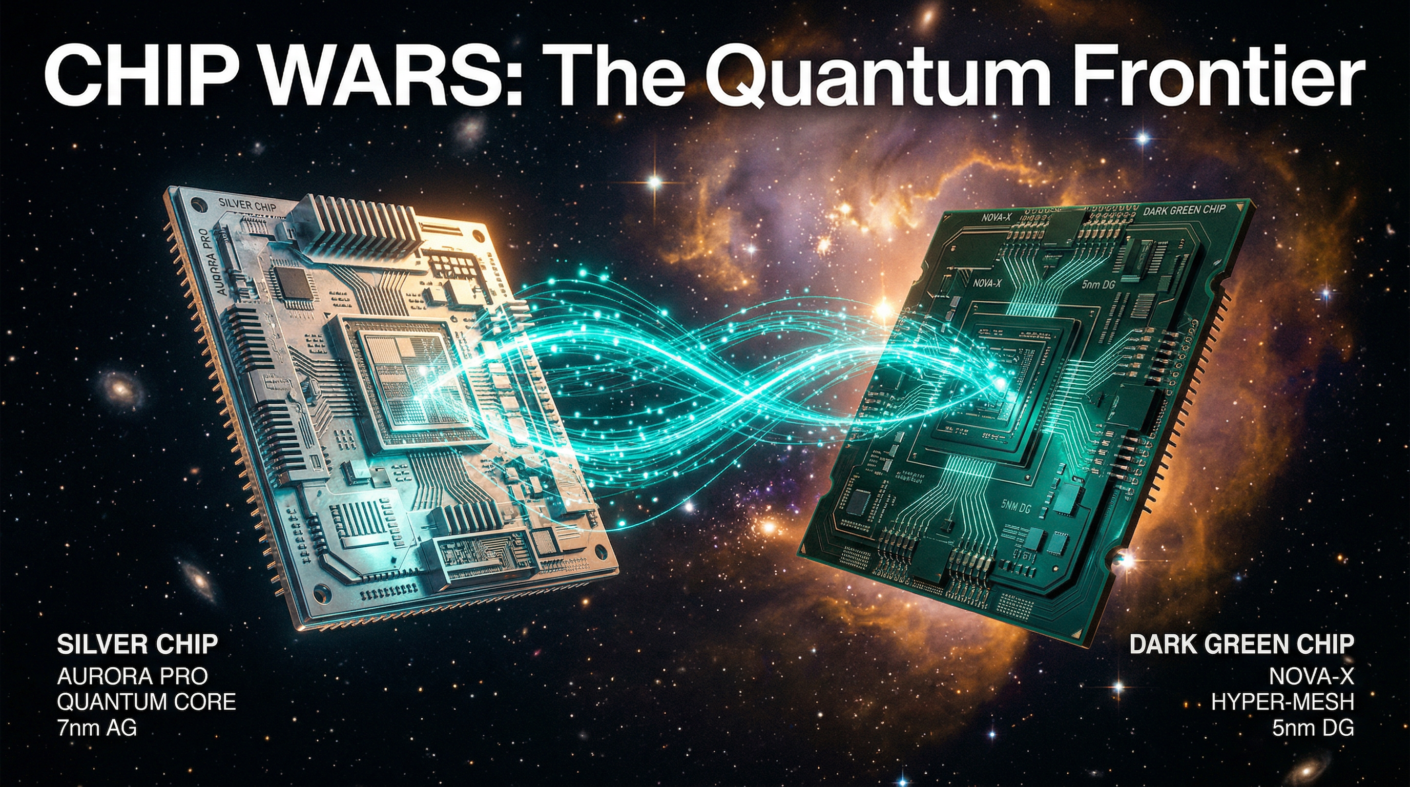 Two competing silicon architectures connected by data streams — representing the Mac Studio vs DGX Spark comparison for local AI coding workloads