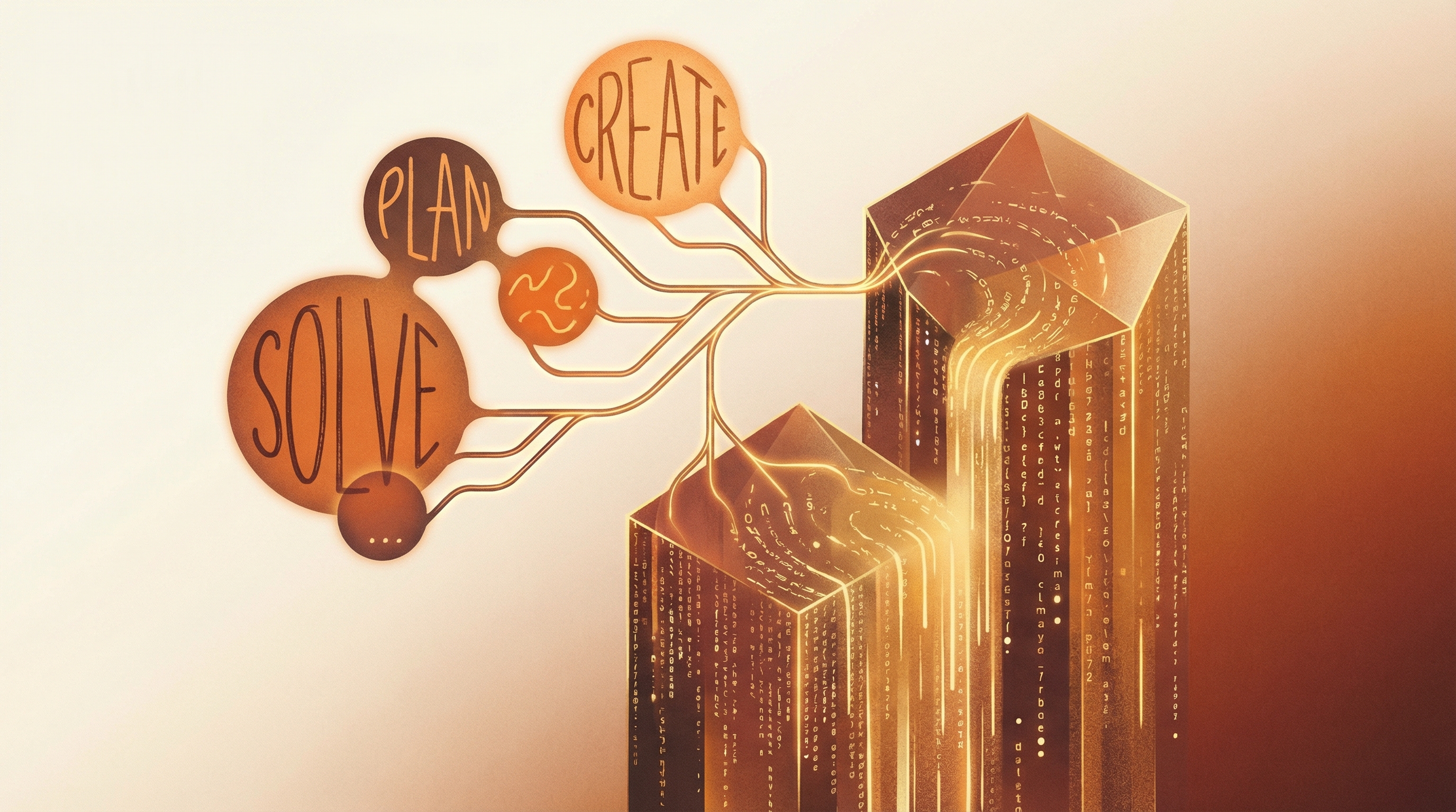 Abstract visualization of human intent transforming into code